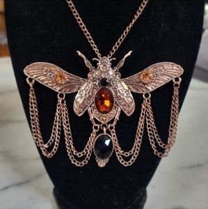 Steampunk Rennaisance Faire Statement Necklace Scarab Beetle Egyptian Accessory